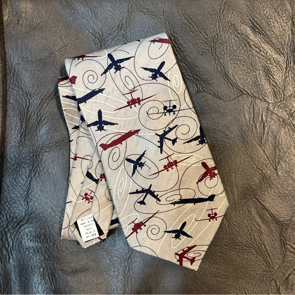 Ralph Marlin RM Aircraft Tonal 2001 Neck Tie RM Style Lisa M‎ Davie Men’s